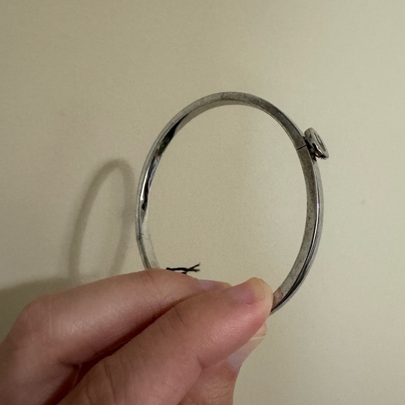 Coach Silver Thin Signature Hinged Bangle